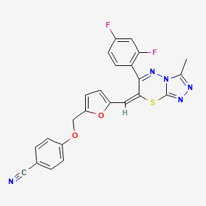 4-[(5-{[6-(2,4-DIFLUOROPHENYL)-3-METHYL-7H-[1,2,4]TRIAZOLO[3,4-B][1,3,4]THIADIAZIN-7-YLIDEN]METHYL}-2-FURYL)METHOXY]BENZONITRILE