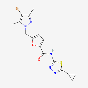 molecular formula C16H16BrN5O2S B4356922 5-[(4-bromo-3,5-dimethyl-1H-pyrazol-1-yl)methyl]-N-(5-cyclopropyl-1,3,4-thiadiazol-2-yl)-2-furamide 