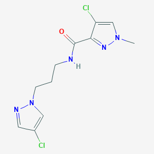 4-chloro-N-[3-(4-chloro-1H-pyrazol-1-yl)propyl]-1-methyl-1H-pyrazole-3-carboxamide