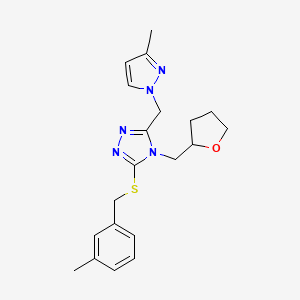 molecular formula C20H25N5OS B4356970 3-[(3-METHYLBENZYL)SULFANYL]-5-[(3-METHYL-1H-PYRAZOL-1-YL)METHYL]-4-(TETRAHYDRO-2-FURANYLMETHYL)-4H-1,2,4-TRIAZOLE 