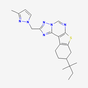 molecular formula C21H26N6S B4357017 9-(1,1-dimethylpropyl)-2-[(3-methyl-1H-pyrazol-1-yl)methyl]-8,9,10,11-tetrahydro[1]benzothieno[3,2-e][1,2,4]triazolo[1,5-c]pyrimidine 