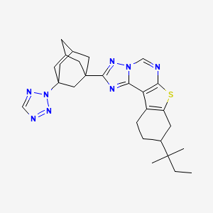 molecular formula C27H34N8S B4357033 9-(TERT-PENTYL)-2-[3-(2H-1,2,3,4-TETRAAZOL-2-YL)-1-ADAMANTYL]-8,9,10,11-TETRAHYDRO[1]BENZOTHIENO[3,2-E][1,2,4]TRIAZOLO[1,5-C]PYRIMIDINE 