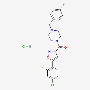 molecular formula C21H19Cl3FN3O2 B4357090 1-{[5-(2,4-dichlorophenyl)-3-isoxazolyl]carbonyl}-4-(4-fluorobenzyl)piperazine hydrochloride 