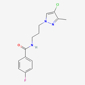 N-[3-(4-chloro-3-methyl-1H-pyrazol-1-yl)propyl]-4-fluorobenzamide