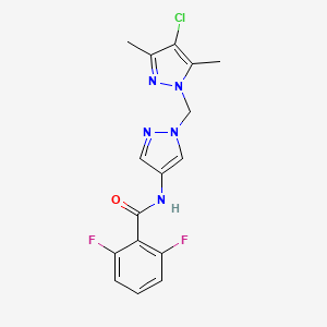 molecular formula C16H14ClF2N5O B4357159 N~1~-{1-[(4-CHLORO-3,5-DIMETHYL-1H-PYRAZOL-1-YL)METHYL]-1H-PYRAZOL-4-YL}-2,6-DIFLUOROBENZAMIDE 