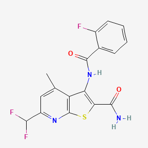 6-(difluoromethyl)-3-[(2-fluorobenzoyl)amino]-4-methylthieno[2,3-b]pyridine-2-carboxamide