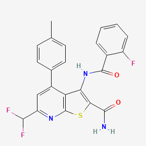 6-(difluoromethyl)-3-[(2-fluorobenzoyl)amino]-4-(4-methylphenyl)thieno[2,3-b]pyridine-2-carboxamide