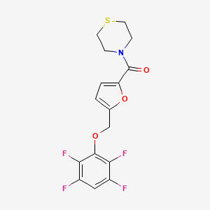 molecular formula C16H13F4NO3S B4357312 {5-[(2,3,5,6-TETRAFLUOROPHENOXY)METHYL]-2-FURYL}(1,4-THIAZINAN-4-YL)METHANONE 