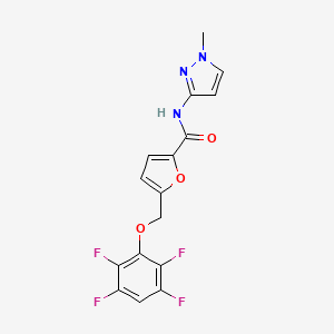 molecular formula C16H11F4N3O3 B4357342 N-(1-methyl-1H-pyrazol-3-yl)-5-[(2,3,5,6-tetrafluorophenoxy)methyl]-2-furamide 