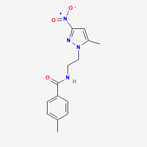 molecular formula C14H16N4O3 B4357430 4-METHYL-N~1~-[2-(5-METHYL-3-NITRO-1H-PYRAZOL-1-YL)ETHYL]BENZAMIDE 