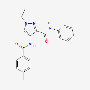 molecular formula C20H20N4O2 B4357445 1-ethyl-4-[(4-methylbenzoyl)amino]-N-phenyl-1H-pyrazole-3-carboxamide 