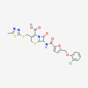 molecular formula C23H19ClN4O6S3 B4357454 7-[({5-[(2-CHLOROPHENOXY)METHYL]-2-FURYL}CARBONYL)AMINO]-3-{[(5-METHYL-1,3,4-THIADIAZOL-2-YL)SULFANYL]METHYL}-8-OXO-5-THIA-1-AZABICYCLO[4.2.0]OCT-2-ENE-2-CARBOXYLIC ACID 