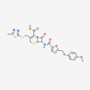 7-[({5-[(4-METHOXYPHENOXY)METHYL]-2-FURYL}CARBONYL)AMINO]-3-{[(5-METHYL-1,3,4-THIADIAZOL-2-YL)SULFANYL]METHYL}-8-OXO-5-THIA-1-AZABICYCLO[4.2.0]OCT-2-ENE-2-CARBOXYLIC ACID