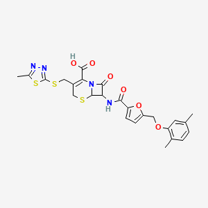 molecular formula C25H24N4O6S3 B4357474 7-[({5-[(2,5-DIMETHYLPHENOXY)METHYL]-2-FURYL}CARBONYL)AMINO]-3-{[(5-METHYL-1,3,4-THIADIAZOL-2-YL)SULFANYL]METHYL}-8-OXO-5-THIA-1-AZABICYCLO[4.2.0]OCT-2-ENE-2-CARBOXYLIC ACID 