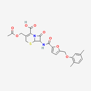 3-[(ACETYLOXY)METHYL]-7-[({5-[(2,5-DIMETHYLPHENOXY)METHYL]-2-FURYL}CARBONYL)AMINO]-8-OXO-5-THIA-1-AZABICYCLO[4.2.0]OCT-2-ENE-2-CARBOXYLIC ACID