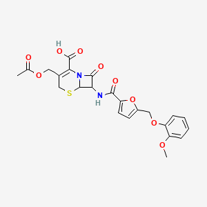 molecular formula C23H22N2O9S B4357482 3-[(ACETYLOXY)METHYL]-7-[({5-[(2-METHOXYPHENOXY)METHYL]-2-FURYL}CARBONYL)AMINO]-8-OXO-5-THIA-1-AZABICYCLO[4.2.0]OCT-2-ENE-2-CARBOXYLIC ACID 