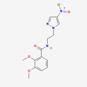 molecular formula C14H16N4O5 B4357566 2,3-dimethoxy-N-[2-(4-nitro-1H-pyrazol-1-yl)ethyl]benzamide 