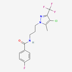 N-{3-[4-chloro-5-methyl-3-(trifluoromethyl)-1H-pyrazol-1-yl]propyl}-4-fluorobenzamide