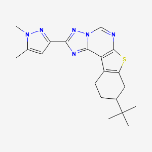 molecular formula C20H24N6S B4357614 9-(TERT-BUTYL)-2-(1,5-DIMETHYL-1H-PYRAZOL-3-YL)-8,9,10,11-TETRAHYDRO[1]BENZOTHIENO[3,2-E][1,2,4]TRIAZOLO[1,5-C]PYRIMIDINE 