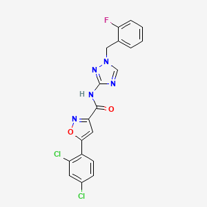 molecular formula C19H12Cl2FN5O2 B4357638 5-(2,4-dichlorophenyl)-N-[1-(2-fluorobenzyl)-1H-1,2,4-triazol-3-yl]-3-isoxazolecarboxamide 