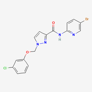 molecular formula C16H12BrClN4O2 B4357710 N-(5-BROMO-2-PYRIDYL)-1-[(3-CHLOROPHENOXY)METHYL]-1H-PYRAZOLE-3-CARBOXAMIDE 