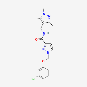 molecular formula C18H20ClN5O2 B4357737 1-[(3-chlorophenoxy)methyl]-N-[(1,3,5-trimethyl-1H-pyrazol-4-yl)methyl]-1H-pyrazole-3-carboxamide 