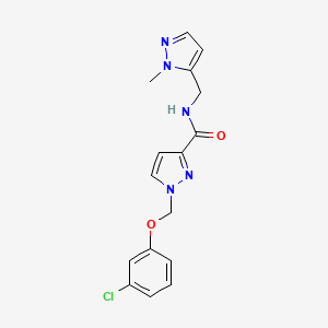 molecular formula C16H16ClN5O2 B4357748 1-[(3-chlorophenoxy)methyl]-N-[(1-methyl-1H-pyrazol-5-yl)methyl]-1H-pyrazole-3-carboxamide 