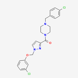 molecular formula C22H22Cl2N4O2 B4357750 [4-(4-CHLOROBENZYL)PIPERAZINO]{1-[(3-CHLOROPHENOXY)METHYL]-1H-PYRAZOL-3-YL}METHANONE 