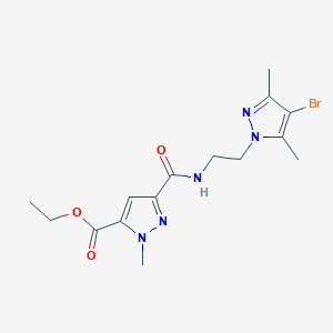 molecular formula C15H20BrN5O3 B4357768 ethyl 3-({[2-(4-bromo-3,5-dimethyl-1H-pyrazol-1-yl)ethyl]amino}carbonyl)-1-methyl-1H-pyrazole-5-carboxylate 