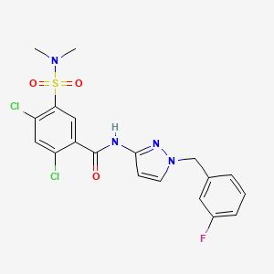 2,4-dichloro-5-[(dimethylamino)sulfonyl]-N-[1-(3-fluorobenzyl)-1H-pyrazol-3-yl]benzamide