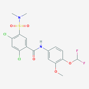 molecular formula C17H16Cl2F2N2O5S B4357794 2,4-dichloro-N-[4-(difluoromethoxy)-3-methoxyphenyl]-5-[(dimethylamino)sulfonyl]benzamide 