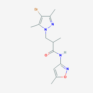 molecular formula C13H17BrN4O2 B4357814 3-(4-bromo-3,5-dimethyl-1H-pyrazol-1-yl)-2-methyl-N-(5-methyl-3-isoxazolyl)propanamide 