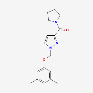 {1-[(3,5-DIMETHYLPHENOXY)METHYL]-1H-PYRAZOL-3-YL}(1-PYRROLIDINYL)METHANONE