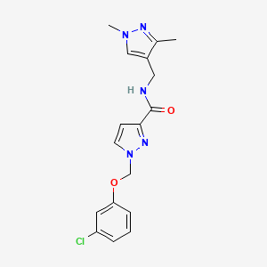 molecular formula C17H18ClN5O2 B4357893 1-[(3-chlorophenoxy)methyl]-N-[(1,3-dimethyl-1H-pyrazol-4-yl)methyl]-1H-pyrazole-3-carboxamide 