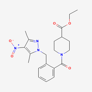 molecular formula C21H26N4O5 B4357928 ethyl 1-{2-[(3,5-dimethyl-4-nitro-1H-pyrazol-1-yl)methyl]benzoyl}-4-piperidinecarboxylate CAS No. 1005566-74-4