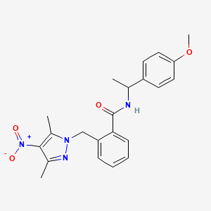 2-[(3,5-dimethyl-4-nitro-1H-pyrazol-1-yl)methyl]-N-[1-(4-methoxyphenyl)ethyl]benzamide