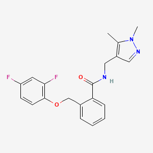 molecular formula C20H19F2N3O2 B4357937 2-[(2,4-difluorophenoxy)methyl]-N-[(1,5-dimethyl-1H-pyrazol-4-yl)methyl]benzamide 