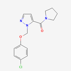 molecular formula C15H16ClN3O2 B4357967 {1-[(4-CHLOROPHENOXY)METHYL]-1H-PYRAZOL-5-YL}(1-PYRROLIDINYL)METHANONE 