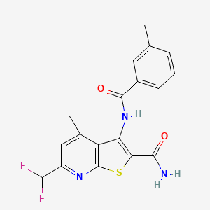 6-(difluoromethyl)-4-methyl-3-[(3-methylbenzoyl)amino]thieno[2,3-b]pyridine-2-carboxamide