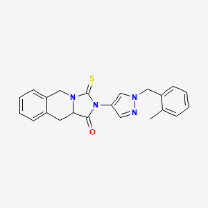 molecular formula C22H20N4OS B4358024 2-[1-(2-methylbenzyl)-1H-pyrazol-4-yl]-3-thioxo-2,3,10,10a-tetrahydroimidazo[1,5-b]isoquinolin-1(5H)-one 