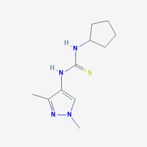 molecular formula C11H18N4S B4358077 N-cyclopentyl-N'-(1,3-dimethyl-1H-pyrazol-4-yl)thiourea 