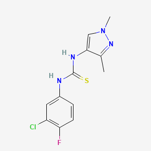 molecular formula C12H12ClFN4S B4358141 N-(3-chloro-4-fluorophenyl)-N'-(1,3-dimethyl-1H-pyrazol-4-yl)thiourea 