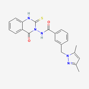 3-[(3,5-DIMETHYL-1H-PYRAZOL-1-YL)METHYL]-N-[4-OXO-2-SULFANYL-3(4H)-QUINAZOLINYL]BENZAMIDE