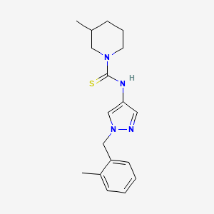 molecular formula C18H24N4S B4358199 3-METHYL-N-[1-(2-METHYLBENZYL)-1H-PYRAZOL-4-YL]TETRAHYDRO-1(2H)-PYRIDINECARBOTHIOAMIDE 