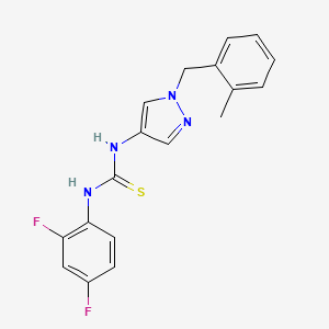 molecular formula C18H16F2N4S B4358244 N-(2,4-difluorophenyl)-N'-[1-(2-methylbenzyl)-1H-pyrazol-4-yl]thiourea 