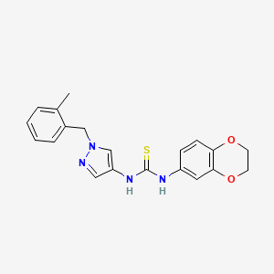 molecular formula C20H20N4O2S B4358279 N-(2,3-dihydro-1,4-benzodioxin-6-yl)-N'-[1-(2-methylbenzyl)-1H-pyrazol-4-yl]thiourea 