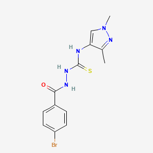 molecular formula C13H14BrN5OS B4358333 2-(4-BROMOBENZOYL)-N-(1,3-DIMETHYL-1H-PYRAZOL-4-YL)-1-HYDRAZINECARBOTHIOAMIDE 