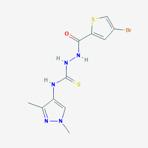 molecular formula C11H12BrN5OS2 B4358340 2-[(4-BROMO-2-THIENYL)CARBONYL]-N-(1,3-DIMETHYL-1H-PYRAZOL-4-YL)-1-HYDRAZINECARBOTHIOAMIDE 