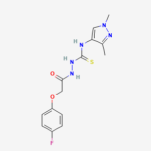 molecular formula C14H16FN5O2S B4358361 N-(1,3-DIMETHYL-1H-PYRAZOL-4-YL)-2-[2-(4-FLUOROPHENOXY)ACETYL]-1-HYDRAZINECARBOTHIOAMIDE 