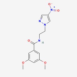 molecular formula C14H16N4O5 B4358404 3,5-dimethoxy-N-[2-(4-nitro-1H-pyrazol-1-yl)ethyl]benzamide 